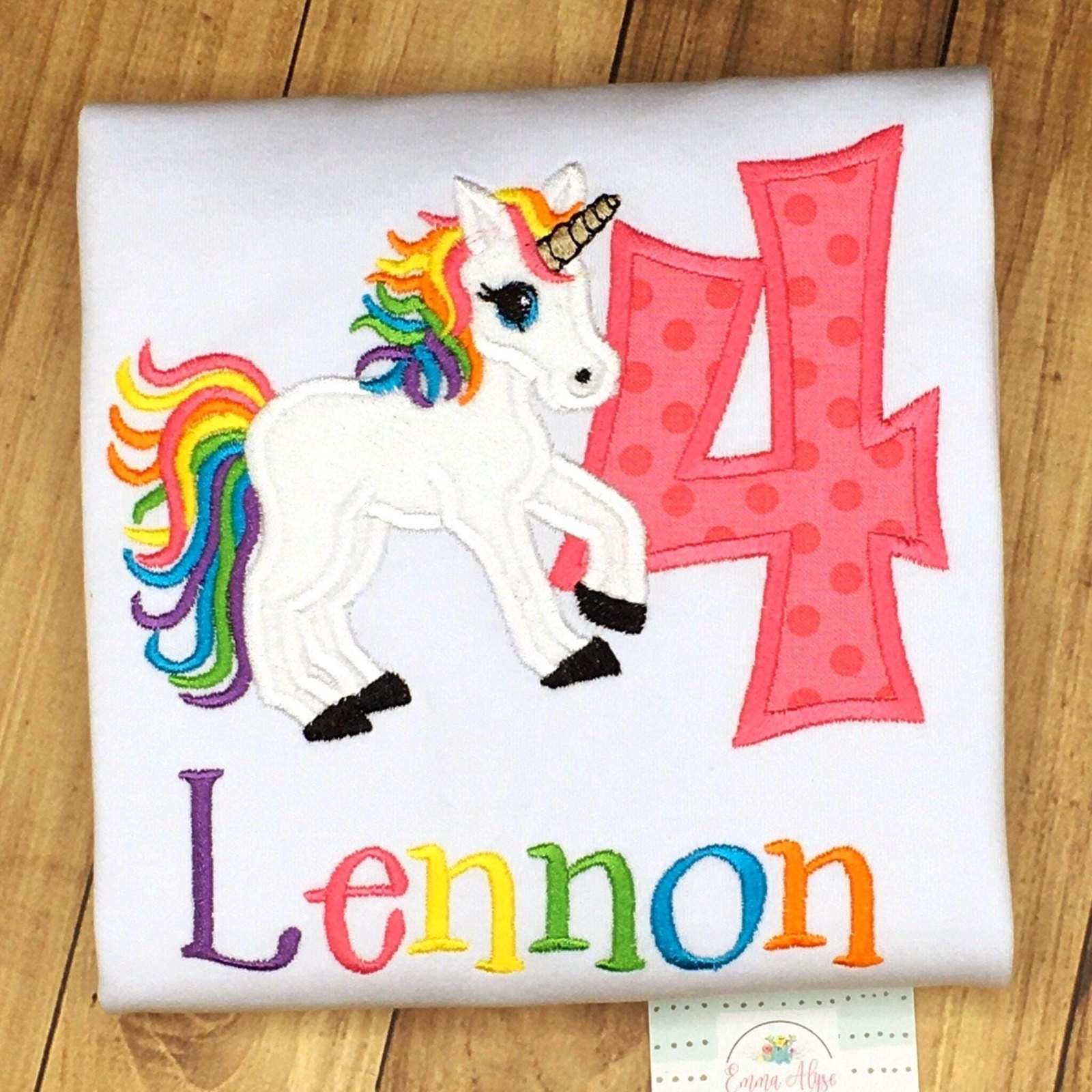 Rainbow Unicorn Birthday Shirt: Custom Personalized Name and Age