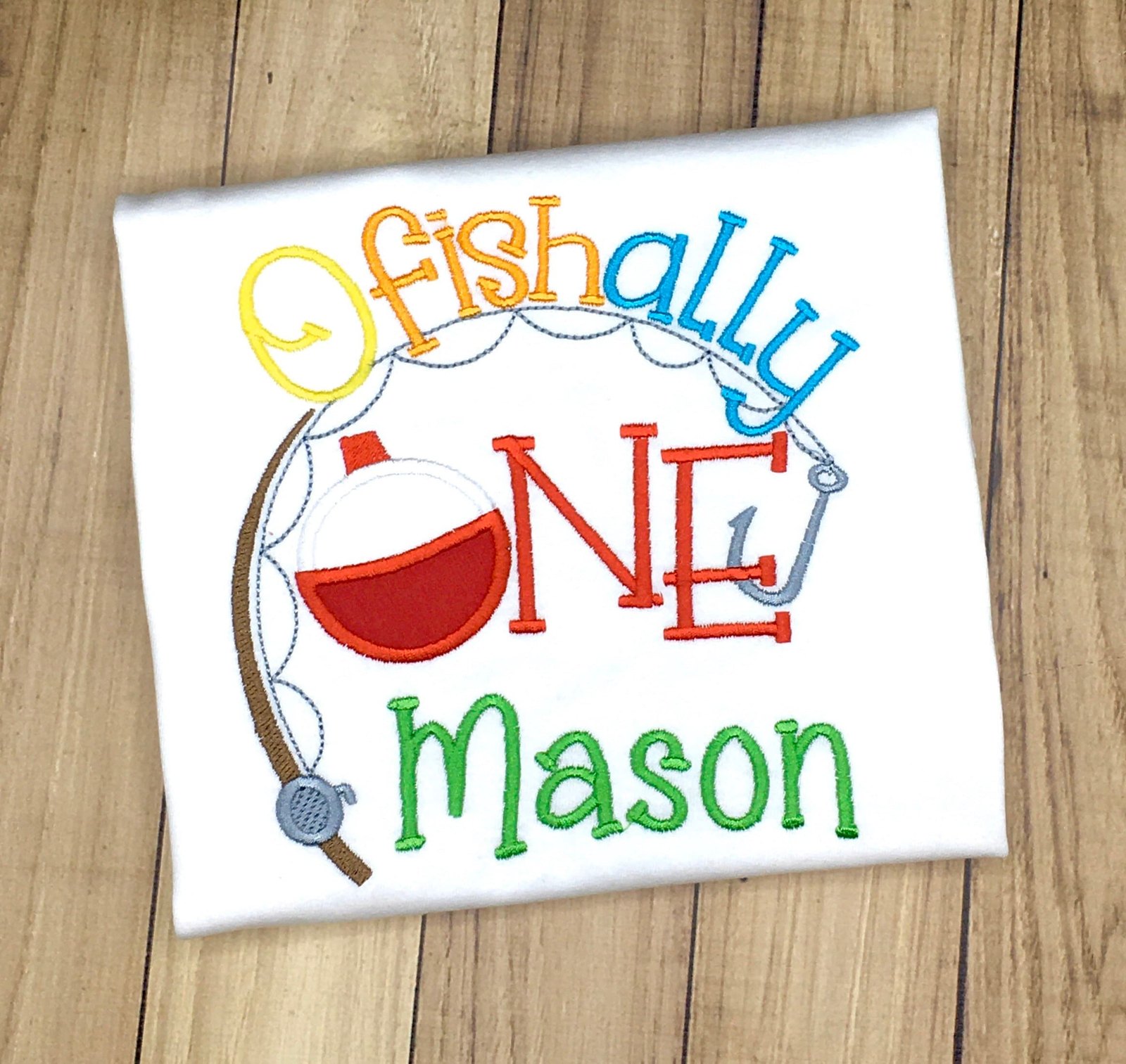 Ofishally One Birthday Shirt For Boy Or Girl Fishing Party One Two Three