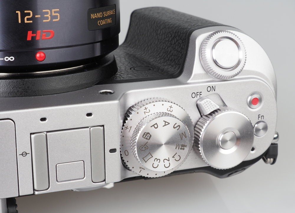 Beautiful layout of the GX8's top deck with easy access to Exposure Modes and +/- Exposure Compensation dial. 