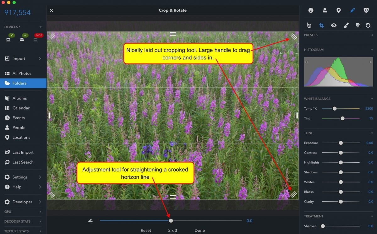 A view of the cropping tool