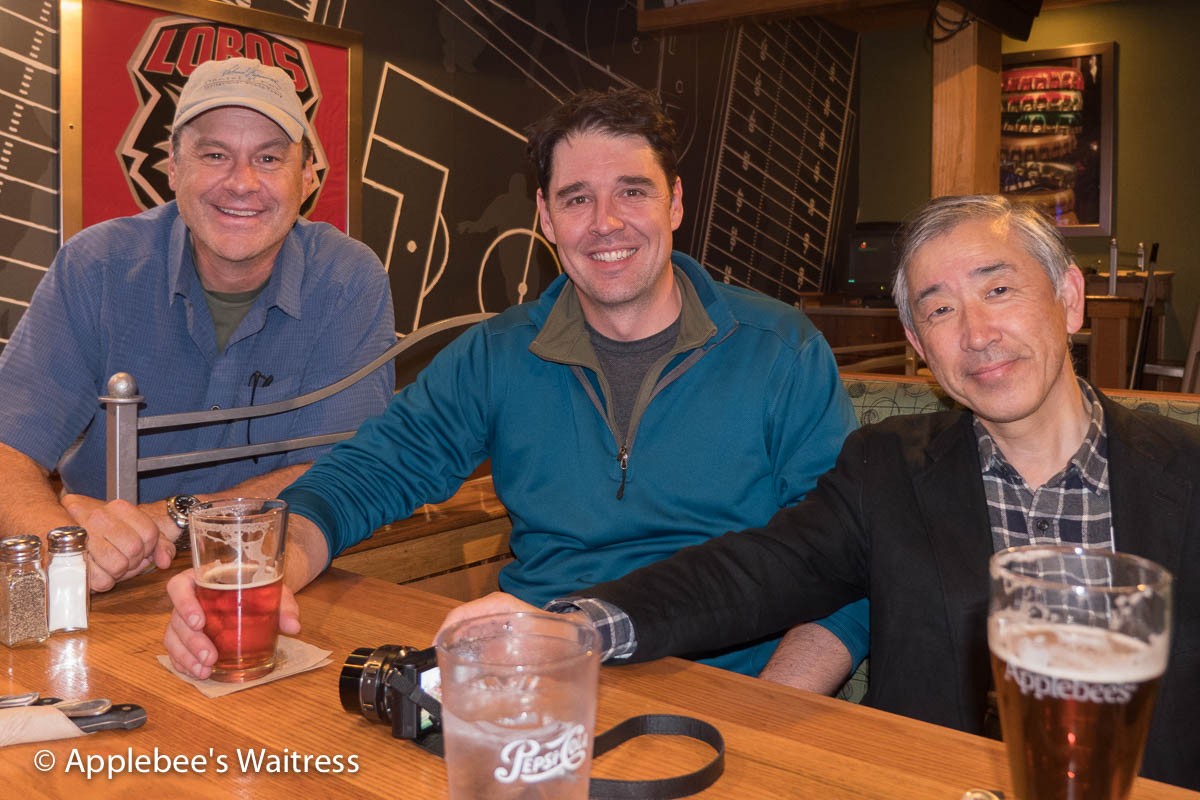 Dan, Henry Harrison and Panasonic Chief Engineer Takanori Yabuki at Apple Bee's in Albuquerque, New Mexico.