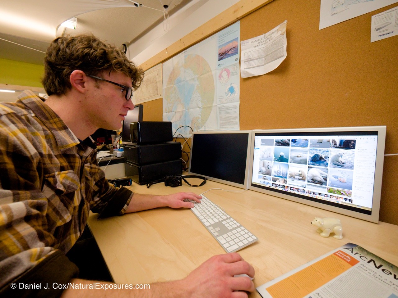 BJ Kirschhoffer working with Mylio, Drobo's holding the images in the background in the PBI photo library. Bozeman. Montana