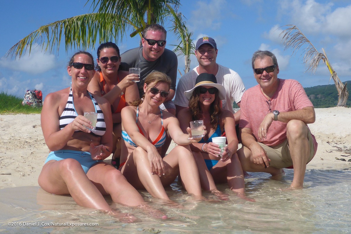 Fun in the sun with our small little group on our own deserted island. Thankfully the bar and the resort was just fifty yards behind the Lumix camera:)