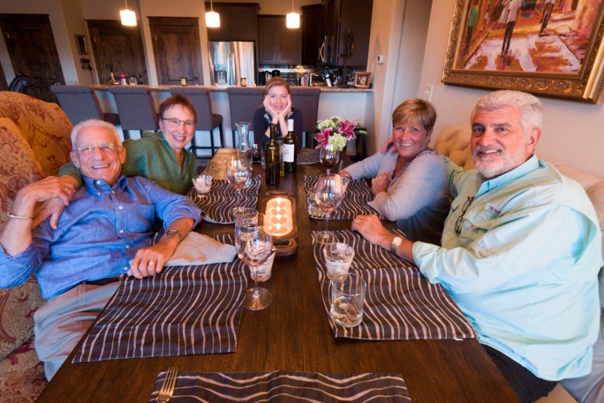 An evening dinner at the Cox's with Skip and Shiela on the right and NE Explorers Denis and Barbara Prager on the left. Tanya my dear wife in the middle. 