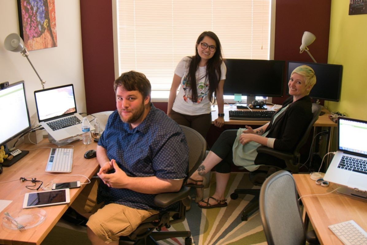 Matt, Raiza and Neo in the Mylio Control Center solving the worlds Mylio problems one call at a time.  Settle, Washington.