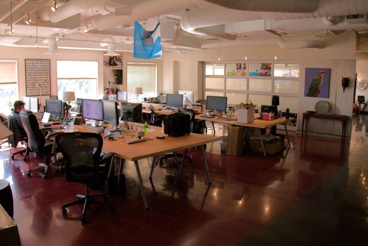 Mylio crew working away at headquarters in Seattle, Washington