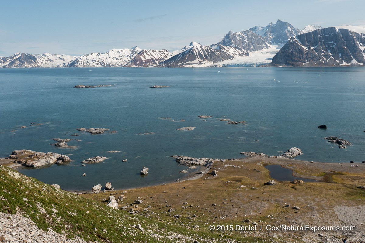 Here's an example of very flat light, sun almost directly over my right shoulder. The image is acceptable but nothing special. Obviously in a scene like this the landscape is too large for me to reposition myself like I've done on the small plants image. Hornsund, Svalbard, Norway. Lumix GH4 with 12-35mm F/2.8 Hornsund, Svalbard, Norway.