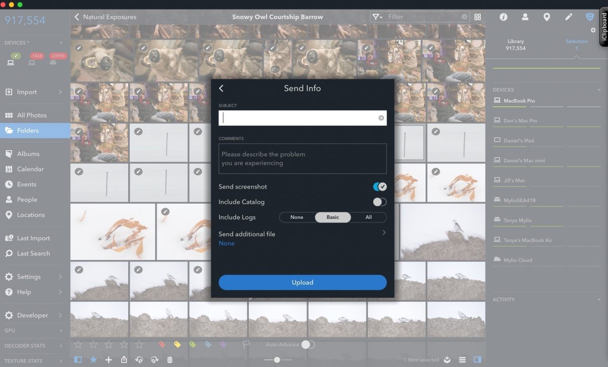 The Support Help window that gives you easy access to the Mylio support team. They typically responce in minutes sometimes an hour or two but they always get back with answers. 