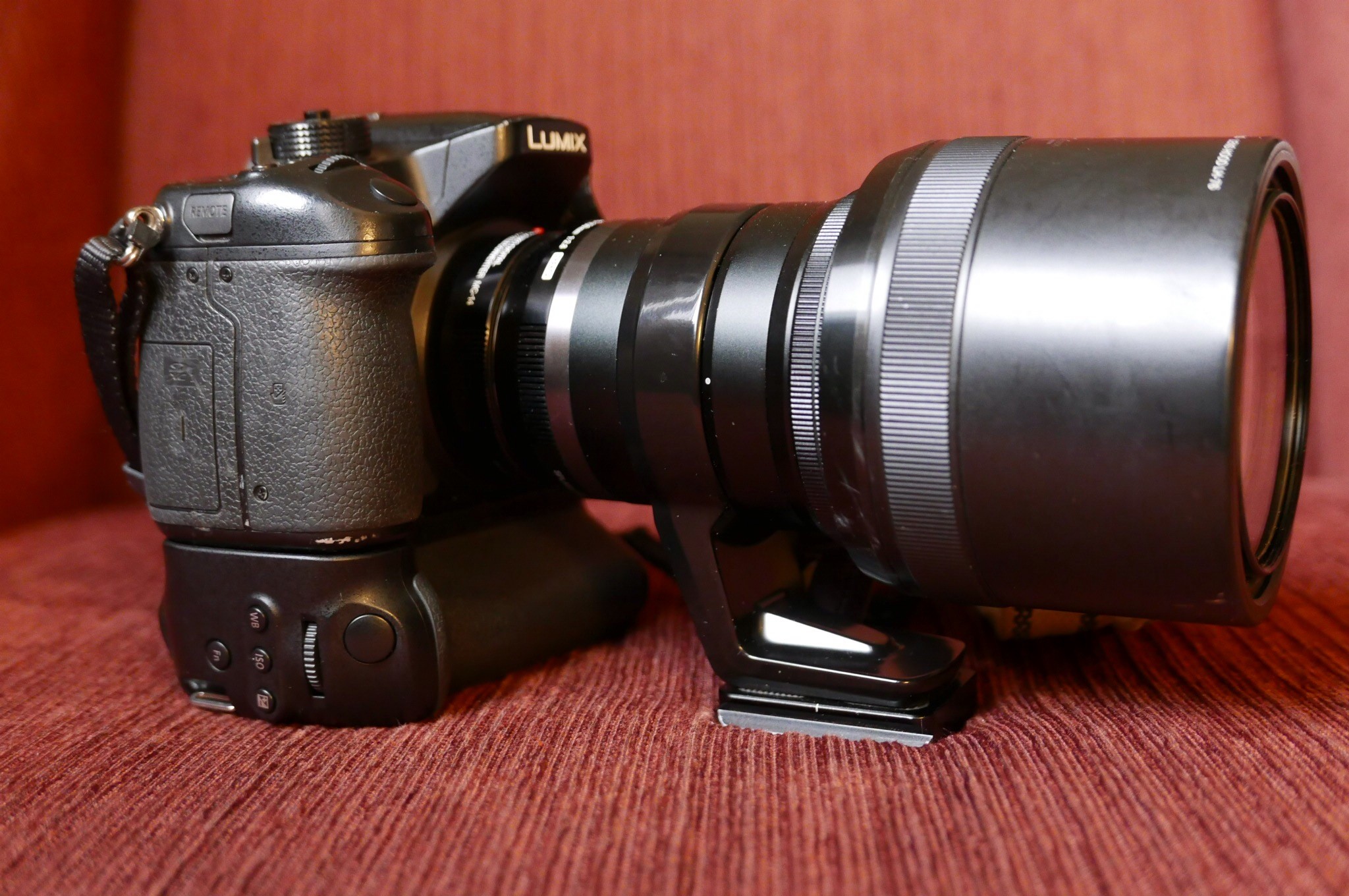 Lumix GH4 with the BGGH3 battery grip attached and the Olympus 40-150mm F/2.8 lens