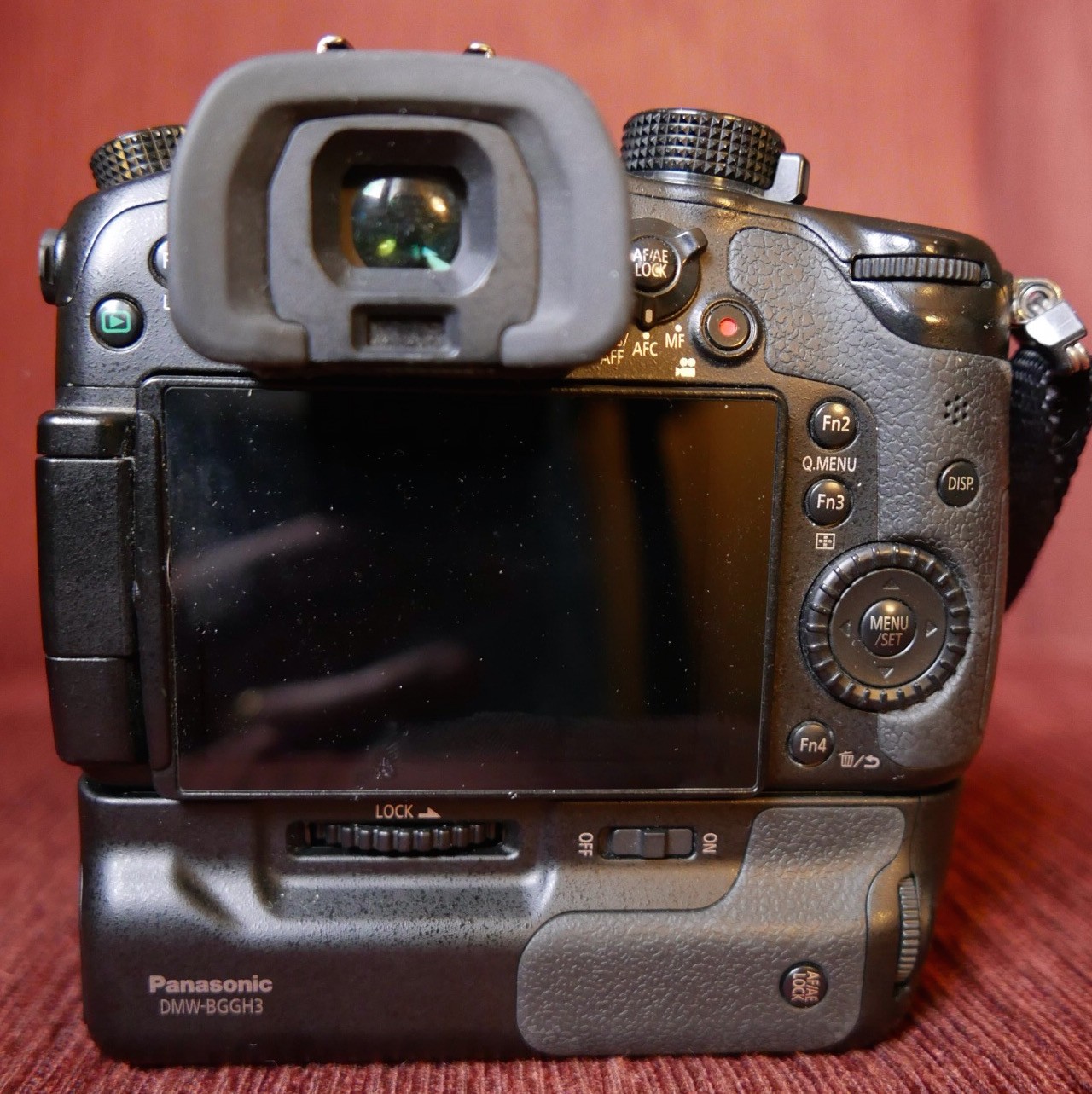 Rear view of the GH4 with BGGH3 battery grip