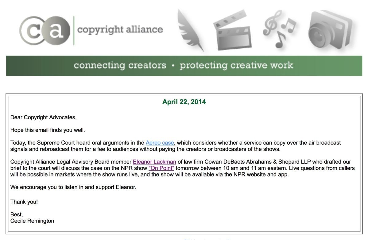 Copyright Alliance protecting your Intellectual Property rights. 