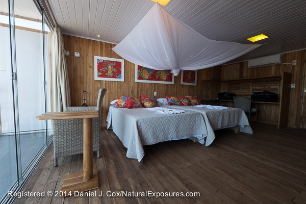 One of the suites on the Jaguar Flotel/Lodge, Pantanal, Brazil