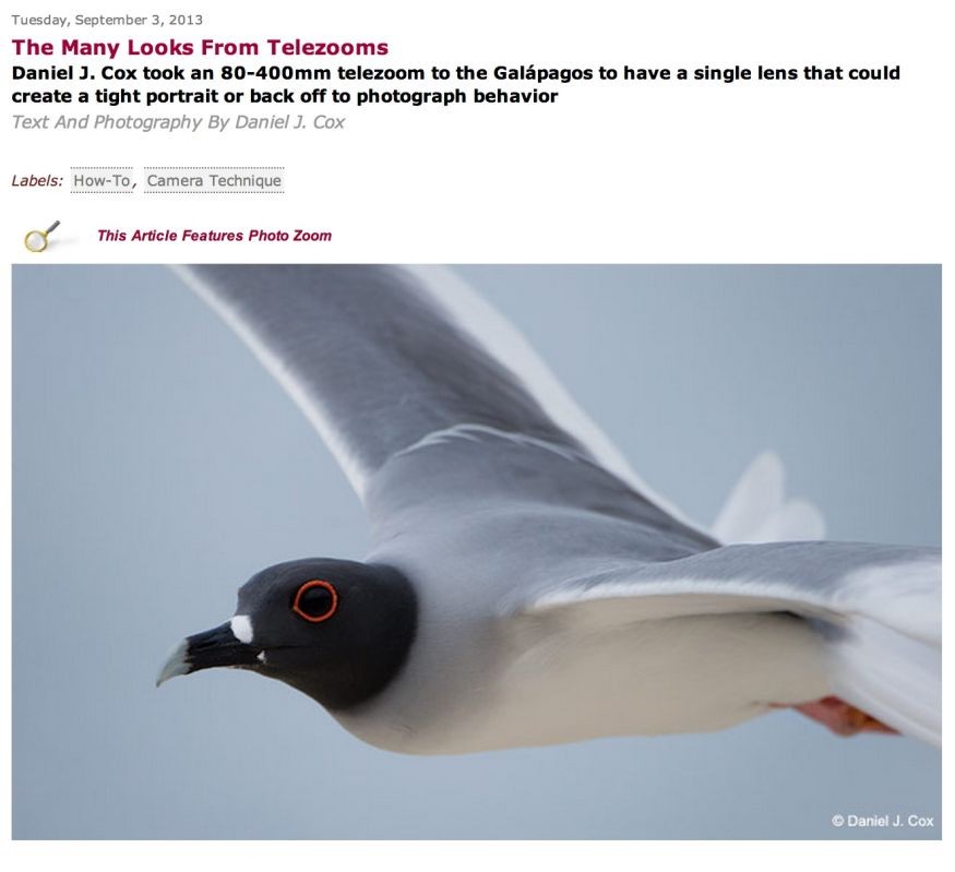 The lead image from the Many Looks of Telezooms in Outdoor Photographer.