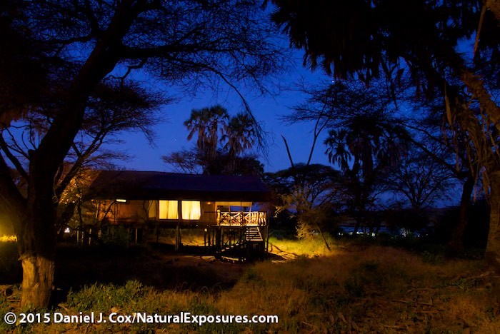 Dusk falls over our tent at Elephant Bedroom camp in Samburu Nationa Reserve, Kenya. Lumix LX100 ISO800