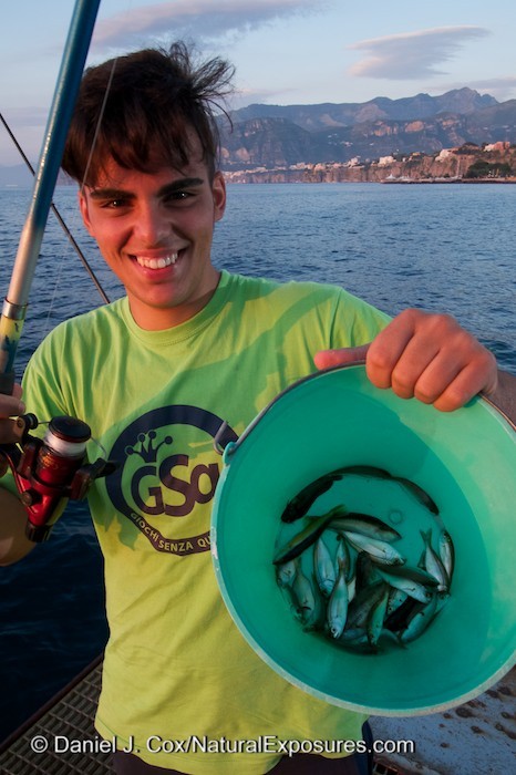 Luigi DeMartino with his catch on the docs in Sorrento, Italy.