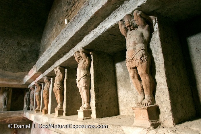 Sculptures ring an ancient room in the ruins of Pompeii, Italy Lumix GX7 with 12-35mm F/2.8