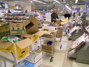 Gathering food supplies at the local grocery store