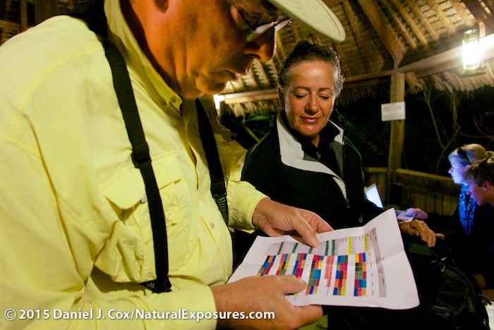 Peter and Linda reviewing Tanya's very well organized morning drive game schedule. Lumix LX100, ISO 1250