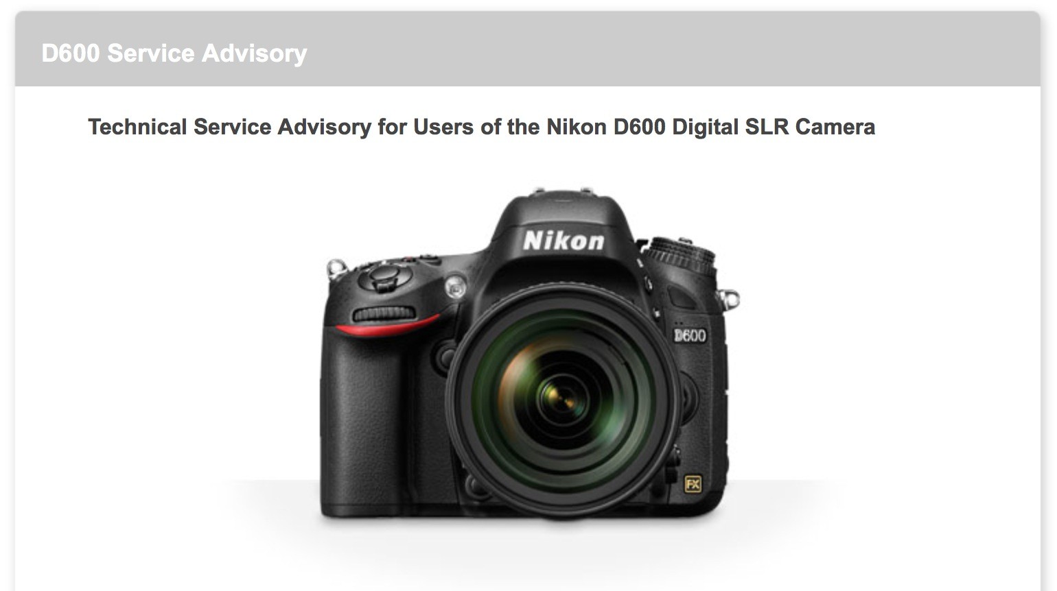 Nikon Stands Behind Their D600 by Offering Free Repairs