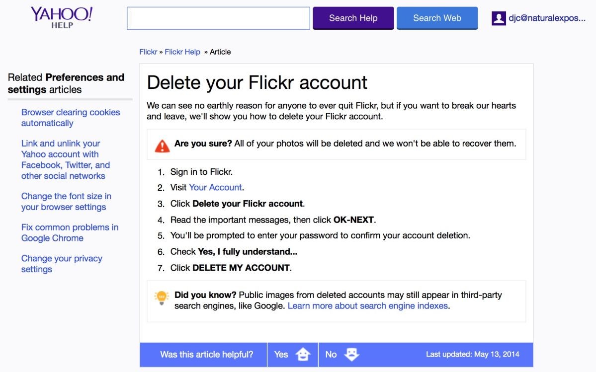 Delete Flickr Account
