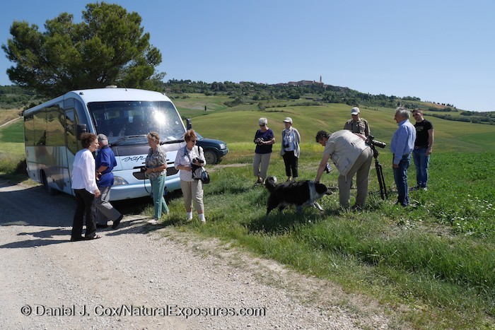 Our small but comfortable bus easily navigates the windy, twisting back roads of the Tuscany countryside. Lumix GM1 with 12-32mm lens