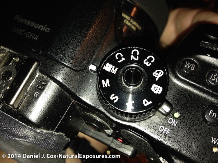 The top deck Mode dial showing the selection of VideoM for 4K video capture.