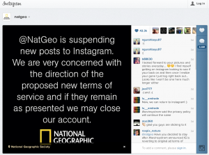 National Geographic shuts down their Instagram account until they see the new Terms and Conditions from Instagram