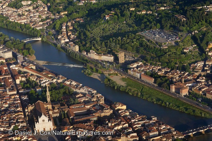 The Arno River splits the Tuscany regions capitol of Florence on it's way to the Mediterranean Sea. Italy