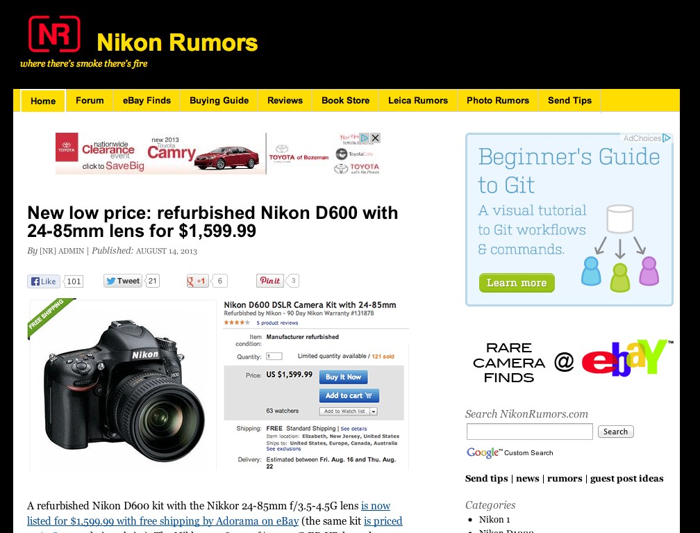 The NE Blog Makes Nikon Rumors Top Ten Posts for July