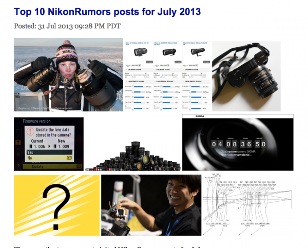 Thank you to the good folks at Nikon Rumors for sharing one of my Blog entires with a larger audience. 