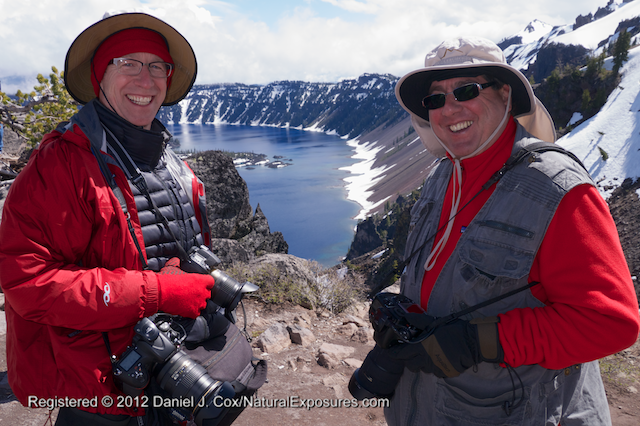 Reed and Joel share a laugh on a beautiful day along the rim of Crater Lake during the Mentors Trek to Oregon.