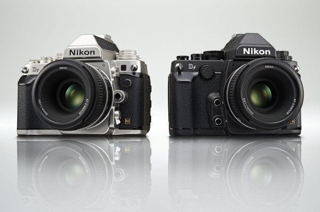 These are two samples, one silver and one black, of what is purported to be the new Nikon DF camera. 