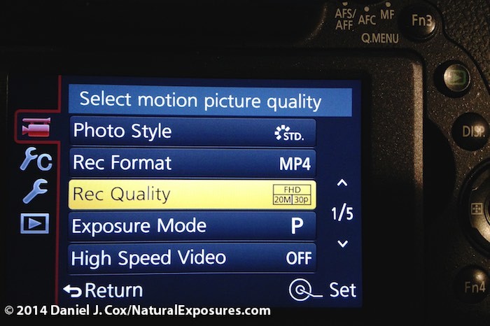 Notice the red Video tab in the upper left. This takes you to the options for video capture.