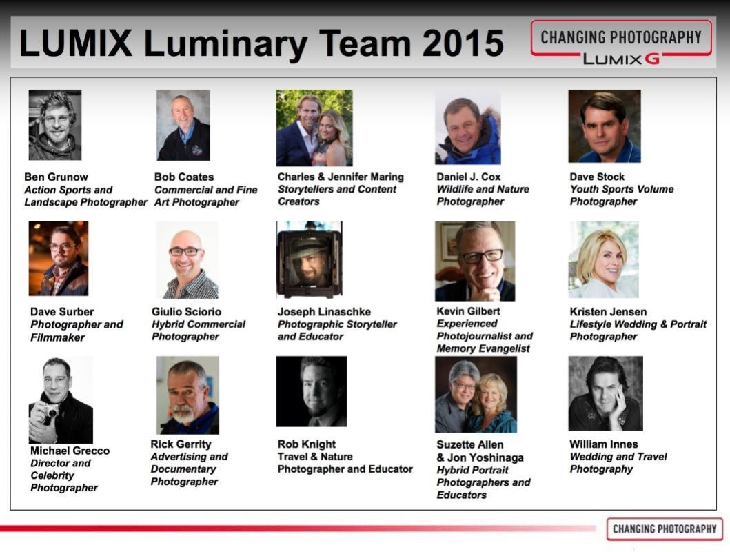 The merry band of underdogs. All of these guys and gals are looking towards the future, betting on the Lumix technology to do a much better job overall than the other two brands we all used in the past.