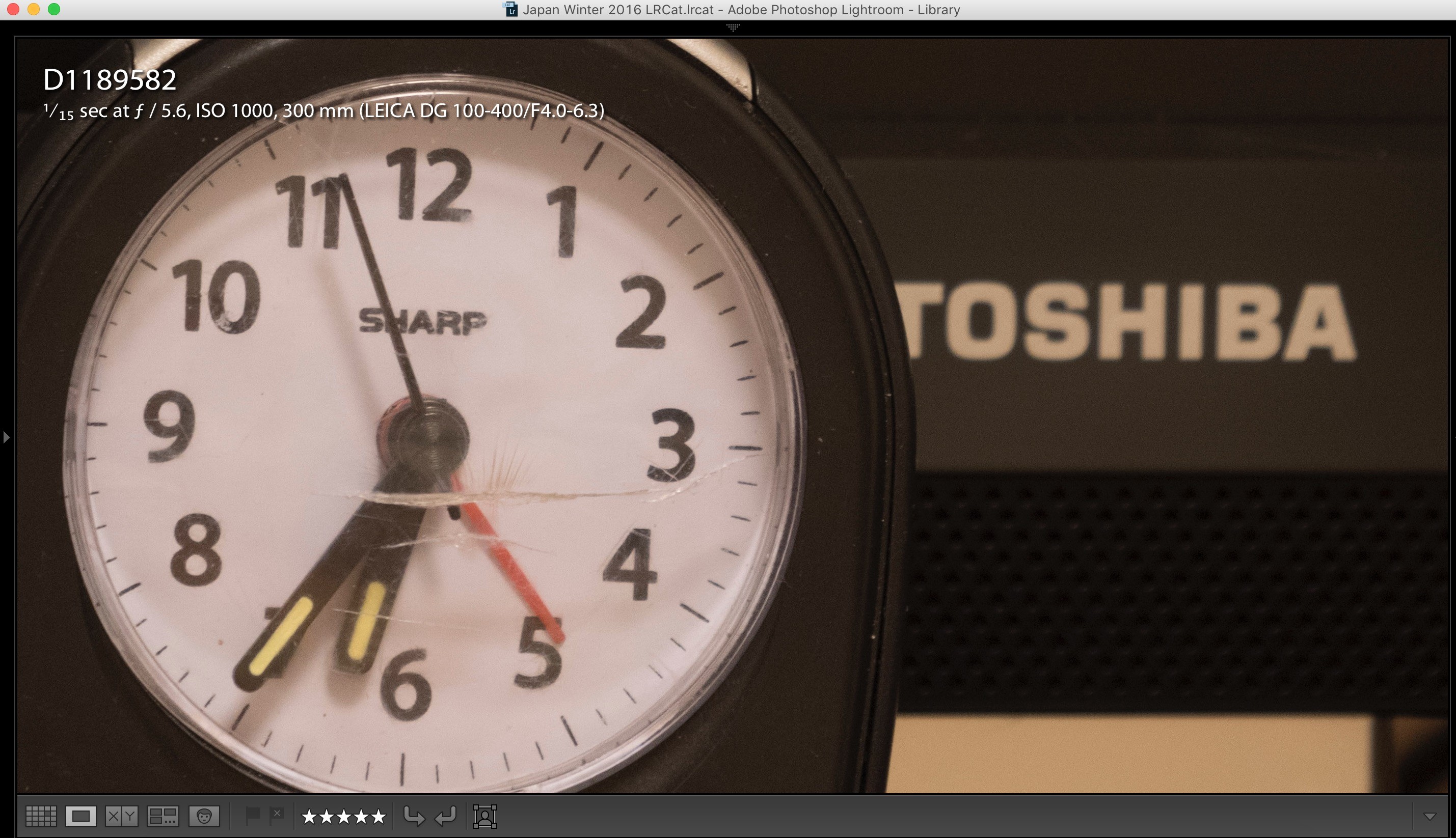 Seen shot showing shutter speed of 1/15th. of a second. All photos were shot hand held at 300mm (600mm equivalent) 