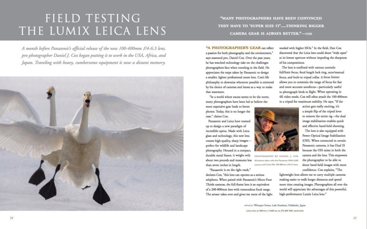 Second page of the Natue's Best article on my work with Micro Four Thirds cameras.