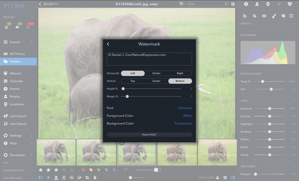 Mylio's watermarking tool is easy and straight forward to use. 