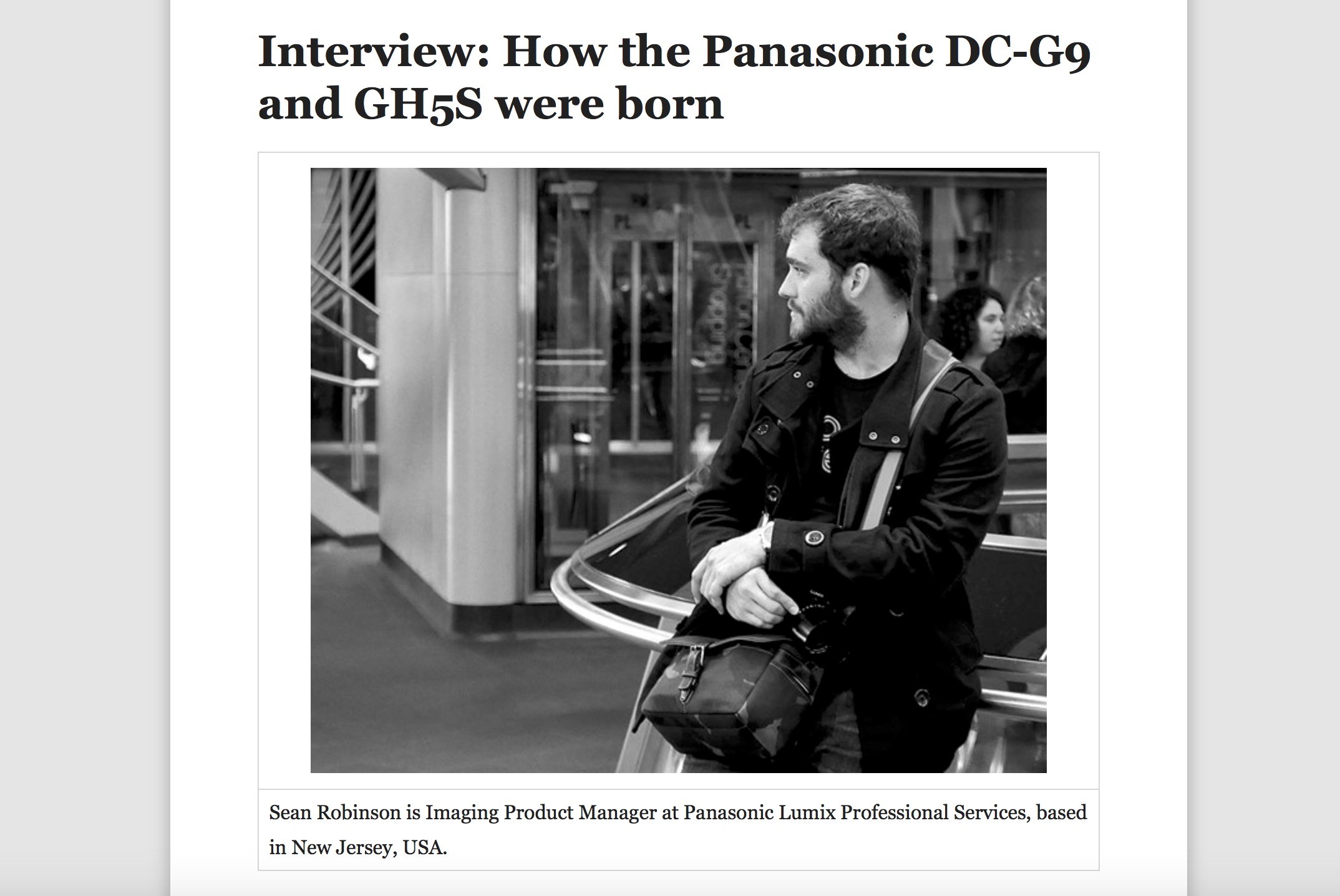 Sean Robinson Talks to DPReview About How Lumix G9 and GH5S Were Born
