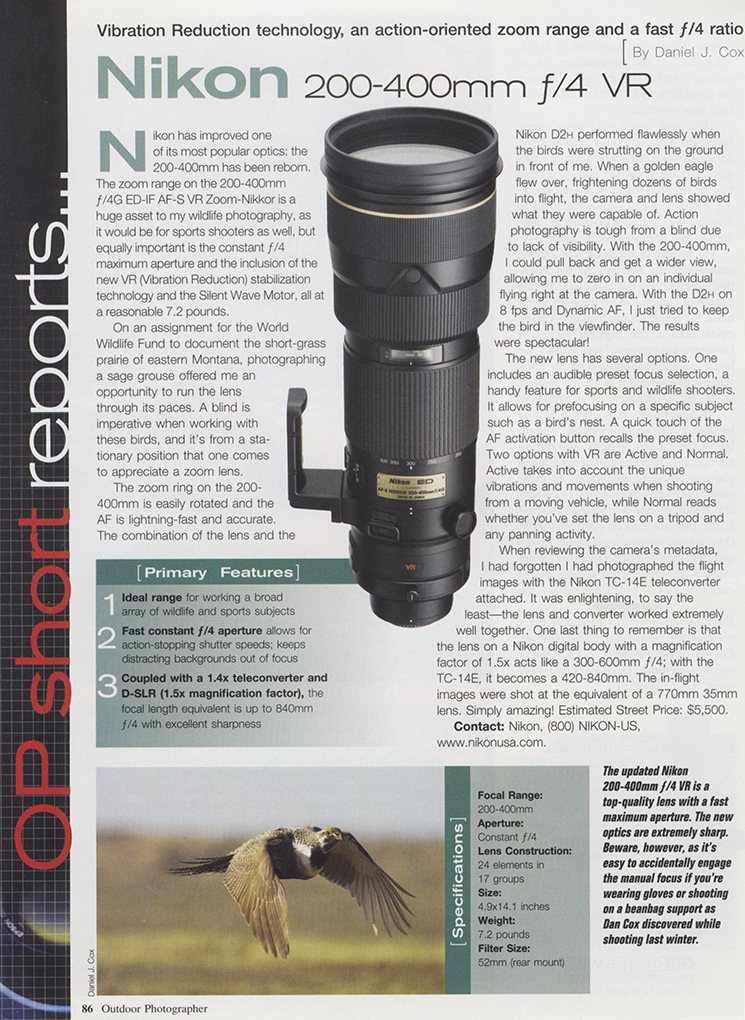 2005 Outdoor Photographer article preview